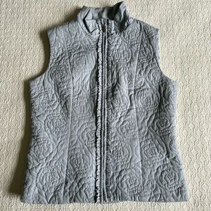 Charter Club Quilted Floral Vest Gray Women's Medium